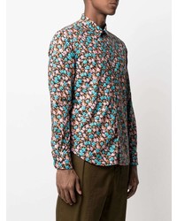 Chemise à manches longues à fleurs marron foncé Paul Smith