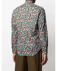 Chemise à manches longues à fleurs marron foncé Paul Smith