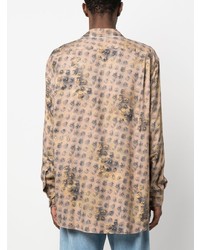 Chemise à manches longues à fleurs marron Acne Studios