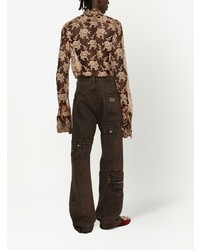Chemise à manches longues à fleurs marron Dolce & Gabbana