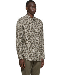 Chemise à manches longues à fleurs marron Tom Ford