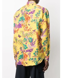 Chemise à manches longues à fleurs moutarde Etro