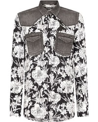Chemise à manches longues à fleurs noire et blanche Dolce & Gabbana