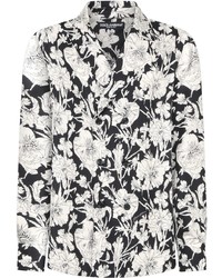 Chemise à manches longues à fleurs noire et blanche Dolce & Gabbana