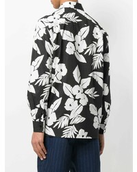 Chemise à manches longues à fleurs noire et blanche MSGM