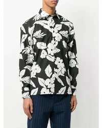 Chemise à manches longues à fleurs noire et blanche MSGM