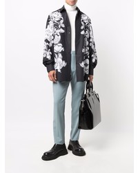 Chemise à manches longues à fleurs noire et blanche Valentino