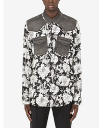 Chemise à manches longues à fleurs noire et blanche Dolce & Gabbana