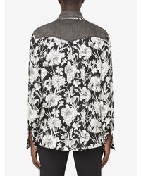 Chemise à manches longues à fleurs noire et blanche Dolce & Gabbana