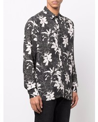 Chemise à manches longues à fleurs noire et blanche Laneus