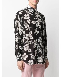 Chemise à manches longues à fleurs noire et blanche Tom Ford