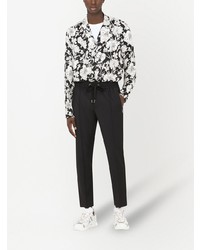 Chemise à manches longues à fleurs noire et blanche Dolce & Gabbana