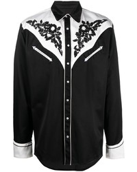 Chemise à manches longues à fleurs noire et blanche Kenzo