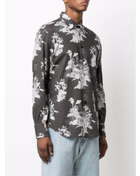 Chemise à manches longues à fleurs noire et blanche Billionaire
