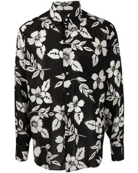 Chemise à manches longues à fleurs noire et blanche Tom Ford