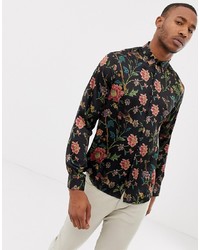 Chemise à manches longues à fleurs noire ASOS DESIGN