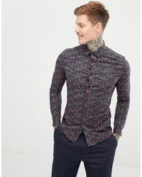 Chemise à manches longues à fleurs noire ASOS DESIGN