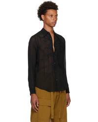 Chemise à manches longues à fleurs noire Dries Van Noten