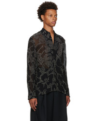 Chemise à manches longues à fleurs noire Dries Van Noten