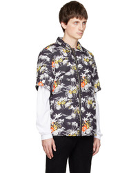 Chemise à manches longues à fleurs noire RtA