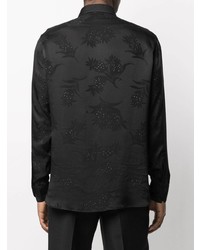 Chemise à manches longues à fleurs noire Saint Laurent
