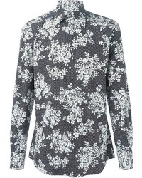 Chemise à manches longues à fleurs noire Dolce & Gabbana