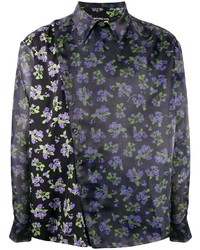 Chemise à manches longues à fleurs noire DUOltd
