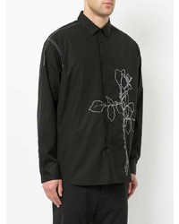 Chemise à manches longues à fleurs noire Oamc