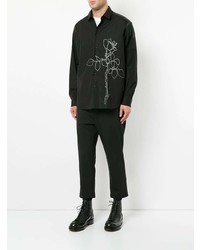 Chemise à manches longues à fleurs noire Oamc