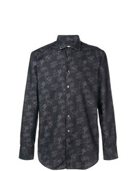 Chemise à manches longues à fleurs noire Etro