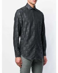 Chemise à manches longues à fleurs noire Etro