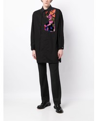 Chemise à manches longues à fleurs noire Yohji Yamamoto