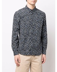 Chemise à manches longues à fleurs noire A.P.C.