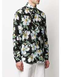 Chemise à manches longues à fleurs noire Tom Ford