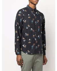 Chemise à manches longues à fleurs noire PS Paul Smith