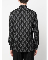 Chemise à manches longues à fleurs noire Karl Lagerfeld