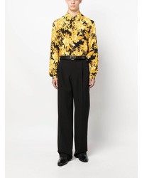 Chemise à manches longues à fleurs noire Just Cavalli