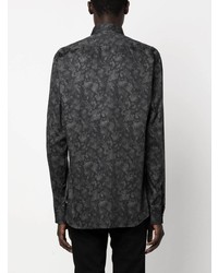 Chemise à manches longues à fleurs noire Karl Lagerfeld