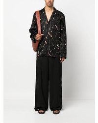 Chemise à manches longues à fleurs noire Etro