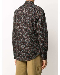 Chemise à manches longues à fleurs noire PS Paul Smith