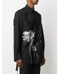 Chemise à manches longues à fleurs noire Valentino