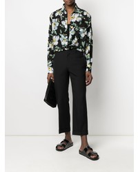 Chemise à manches longues à fleurs noire Tom Ford