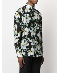 Chemise à manches longues à fleurs noire Tom Ford