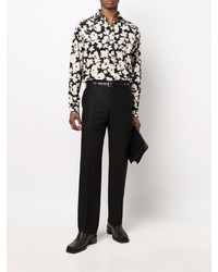 Chemise à manches longues à fleurs noire Tom Ford