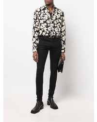 Chemise à manches longues à fleurs noire Tom Ford