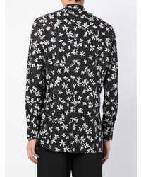 Chemise à manches longues à fleurs noire Kiton