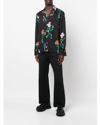 Chemise à manches longues à fleurs noire Soulland