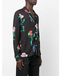 Chemise à manches longues à fleurs noire Soulland