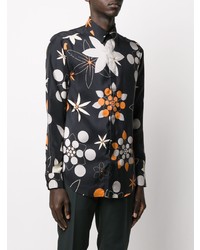 Chemise à manches longues à fleurs noire Fendi