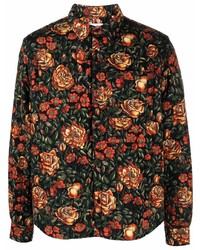 Chemise à manches longues à fleurs noire Kenzo